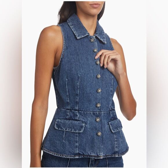 Self-Portrait  Two-Piece Denim Jumpsuit size 2 - Picture 6 of 16